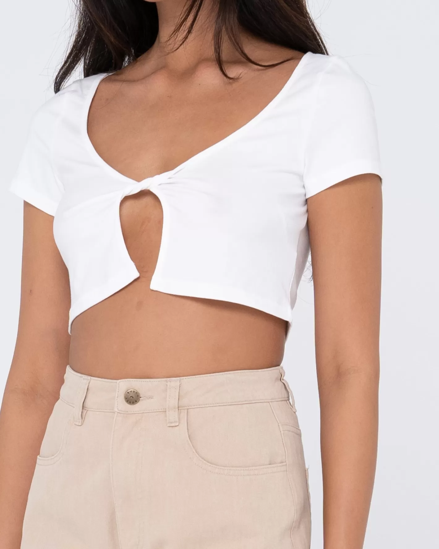 Mujer Rusty Top De Manga Corta Retorcido Kenz