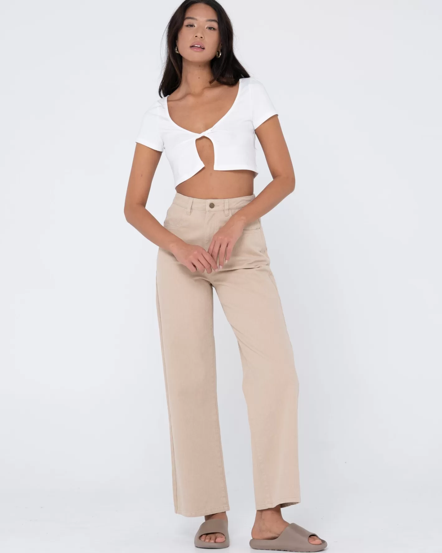 Mujer Rusty Top De Manga Corta Retorcido Kenz