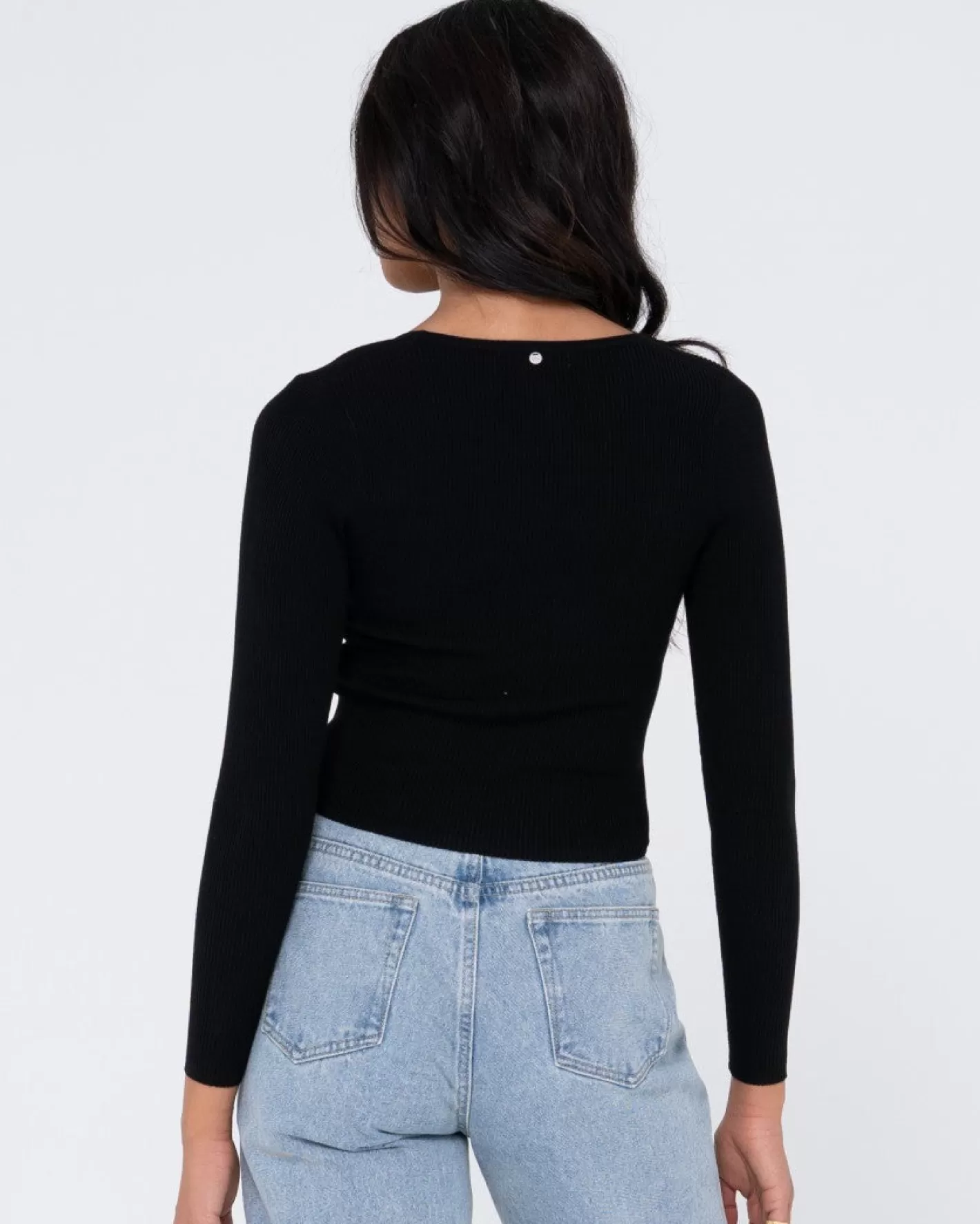 Mujer Rusty Top De Punto De Manga Larga Con Escote Bajo Charis