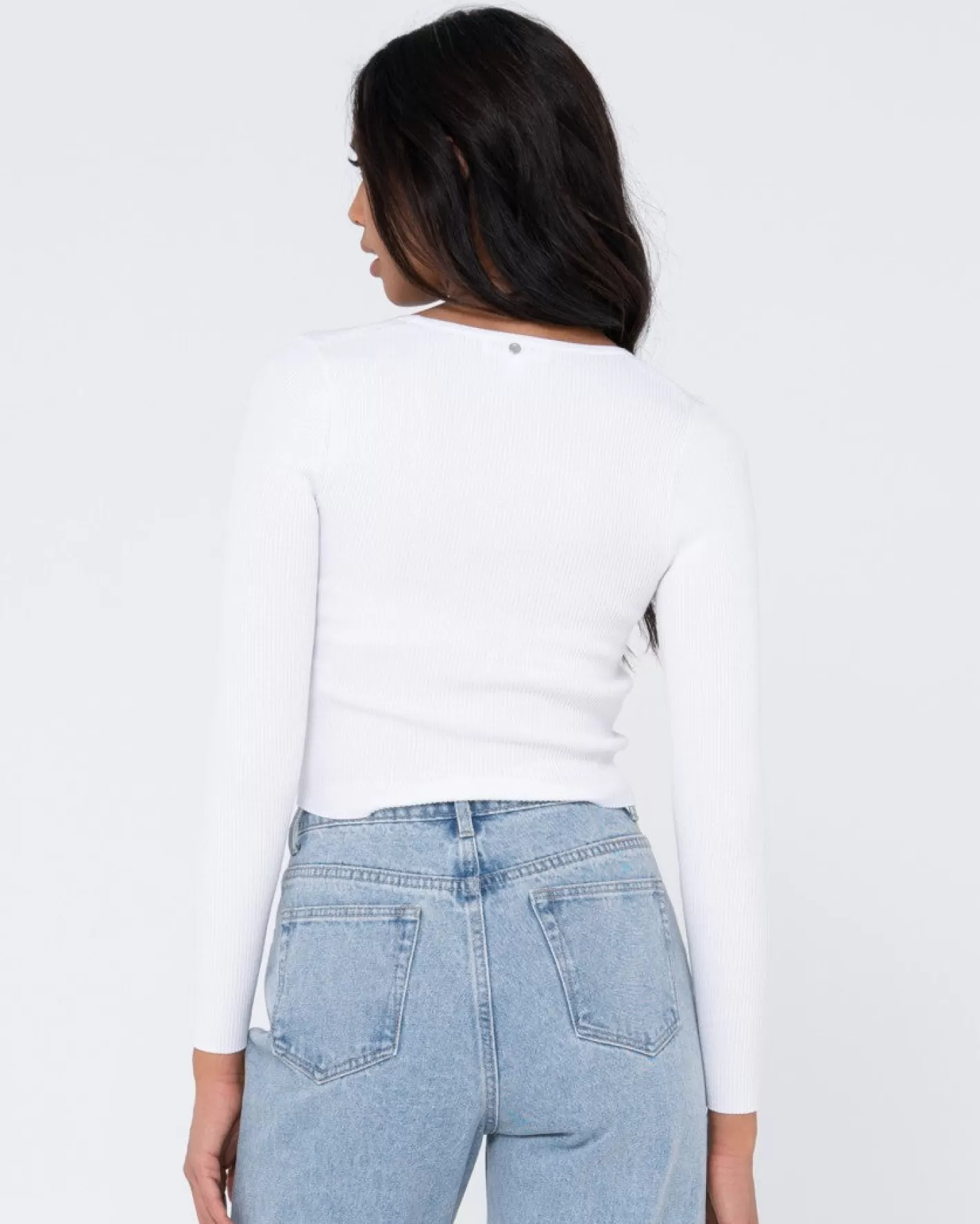 Mujer Rusty Top De Punto De Manga Larga Con Escote Bajo Charis