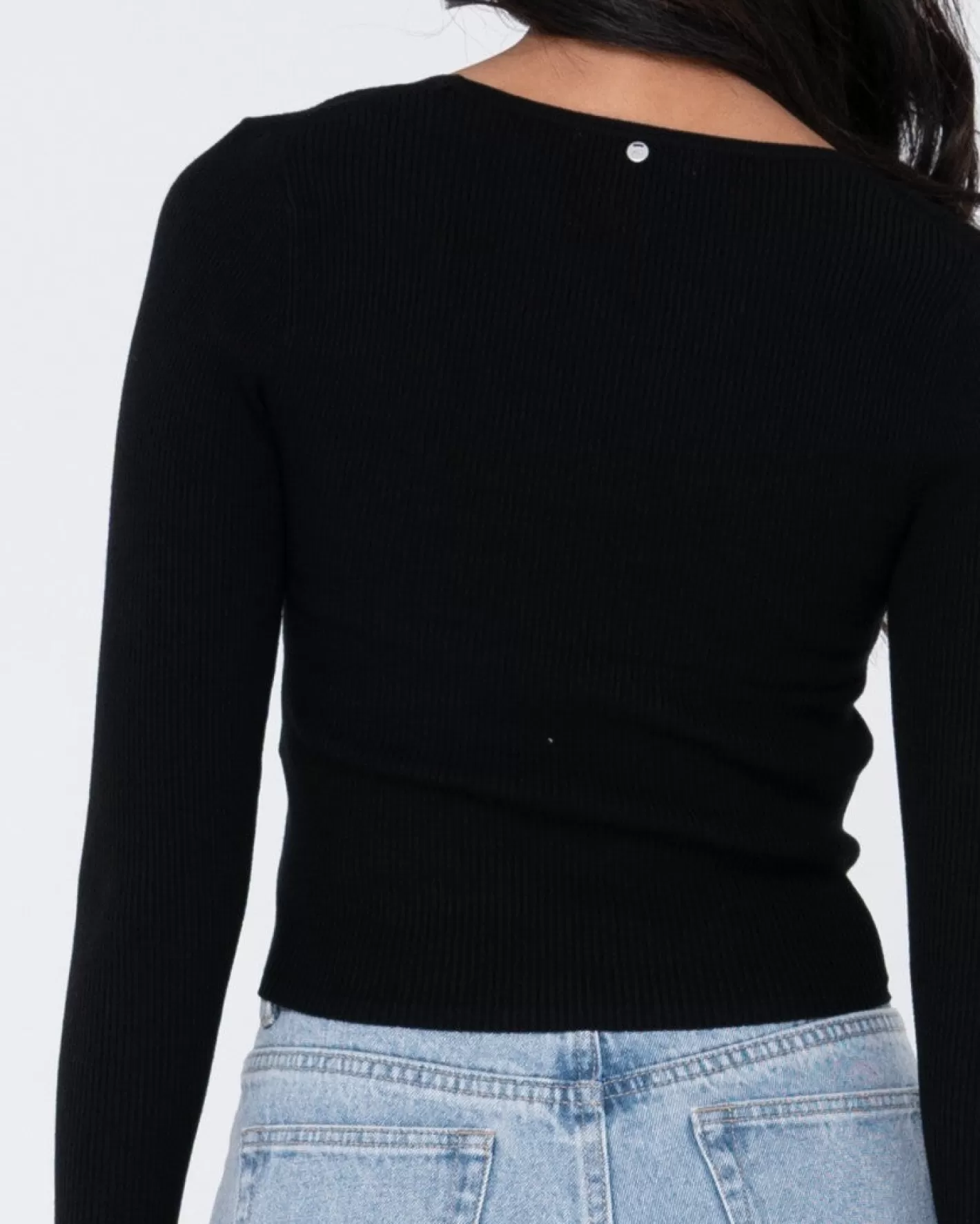 Mujer Rusty Top De Punto De Manga Larga Con Escote Bajo Charis