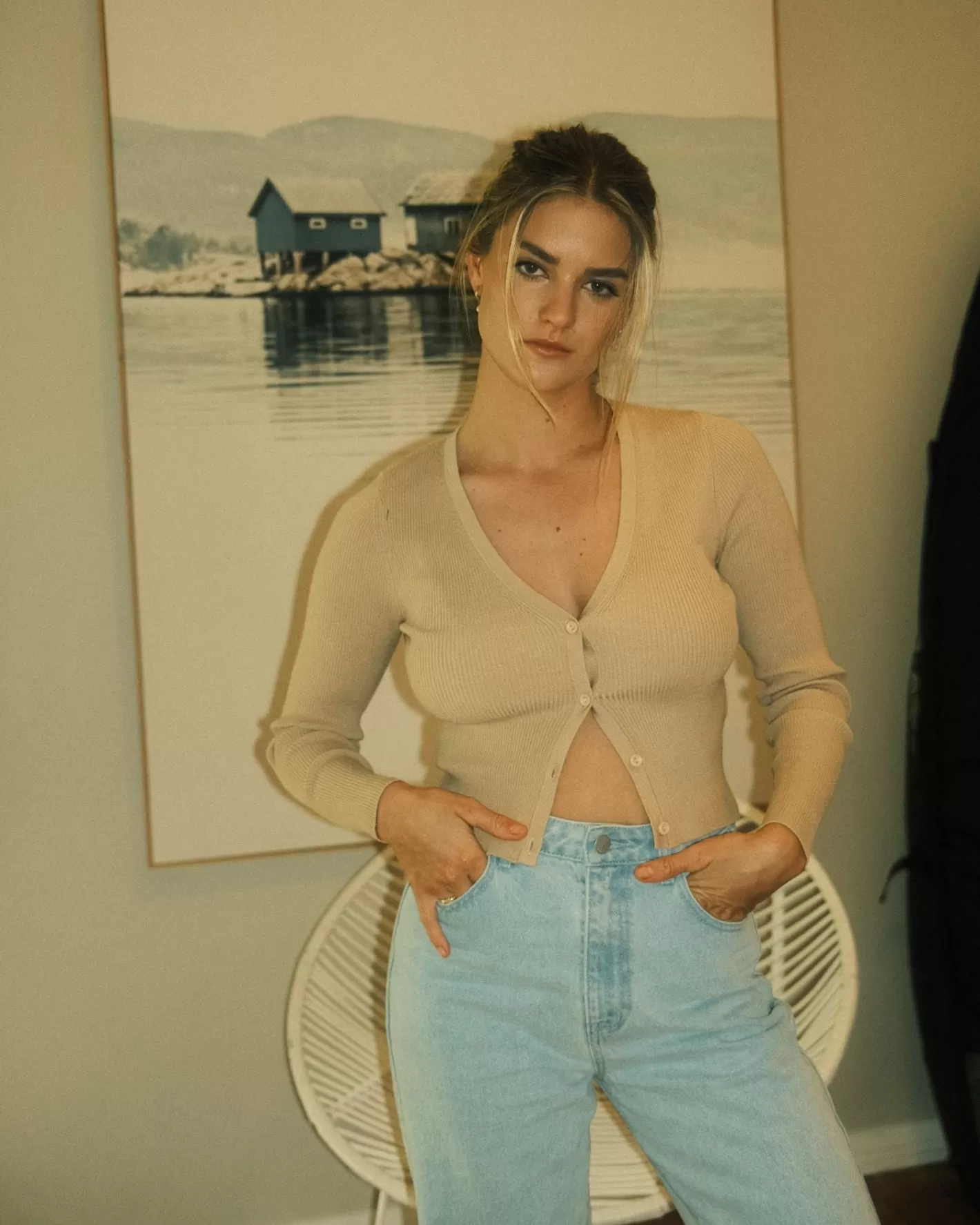 Mujer Rusty Top Tipo Cardigan De Manga Larga Avalon