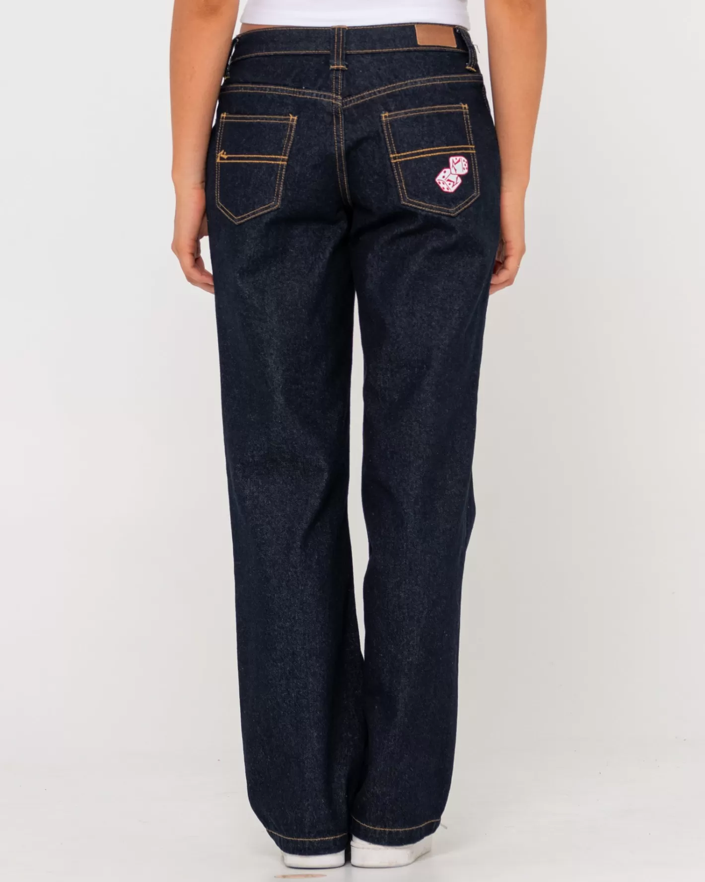 Mujer Rusty Vaqueros De Mezclilla Con Pernera Recta Y Talle Muy Bajo