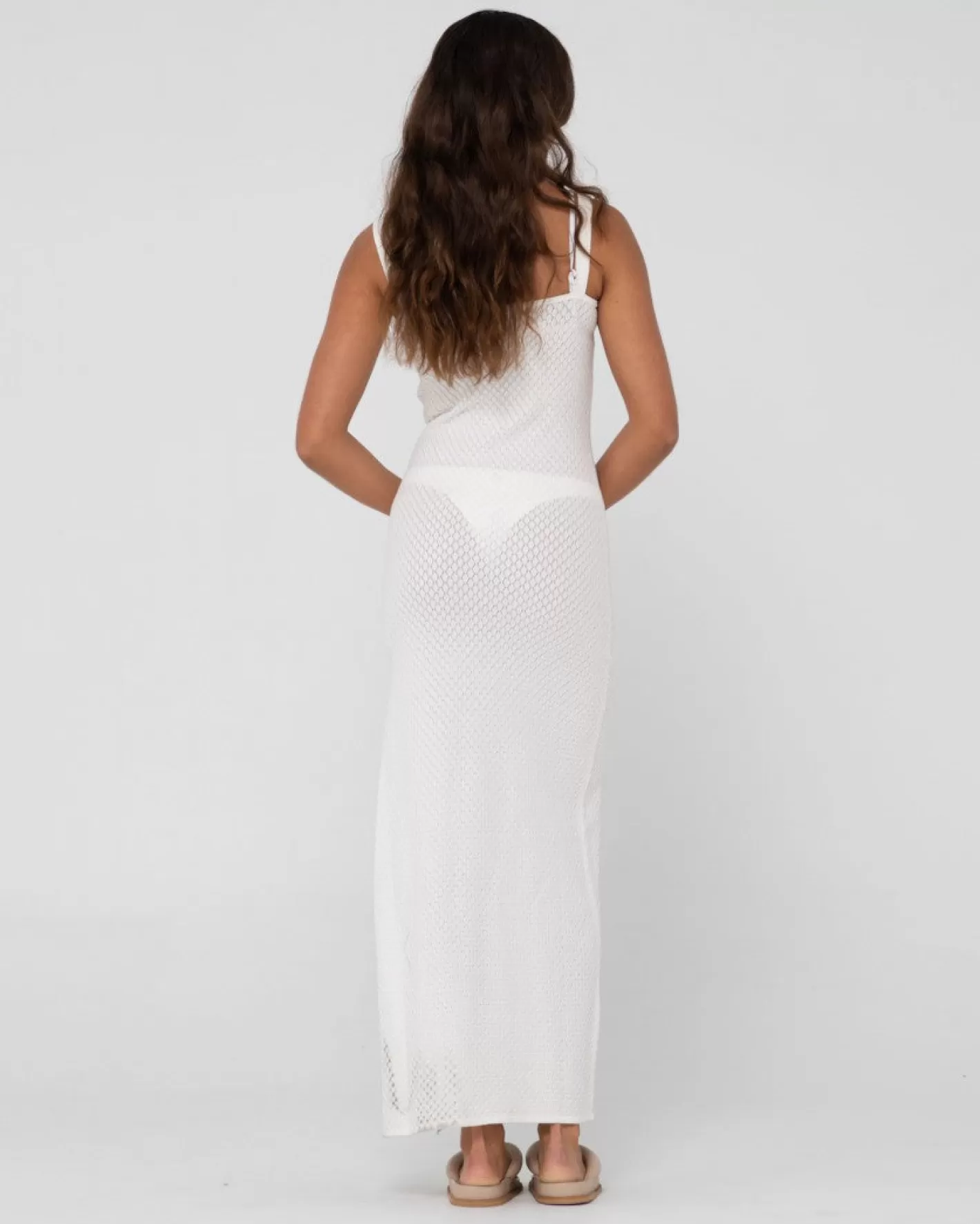 Mujer Rusty Vestido Largo Lencero De Punto Con Cuello En V Florence
