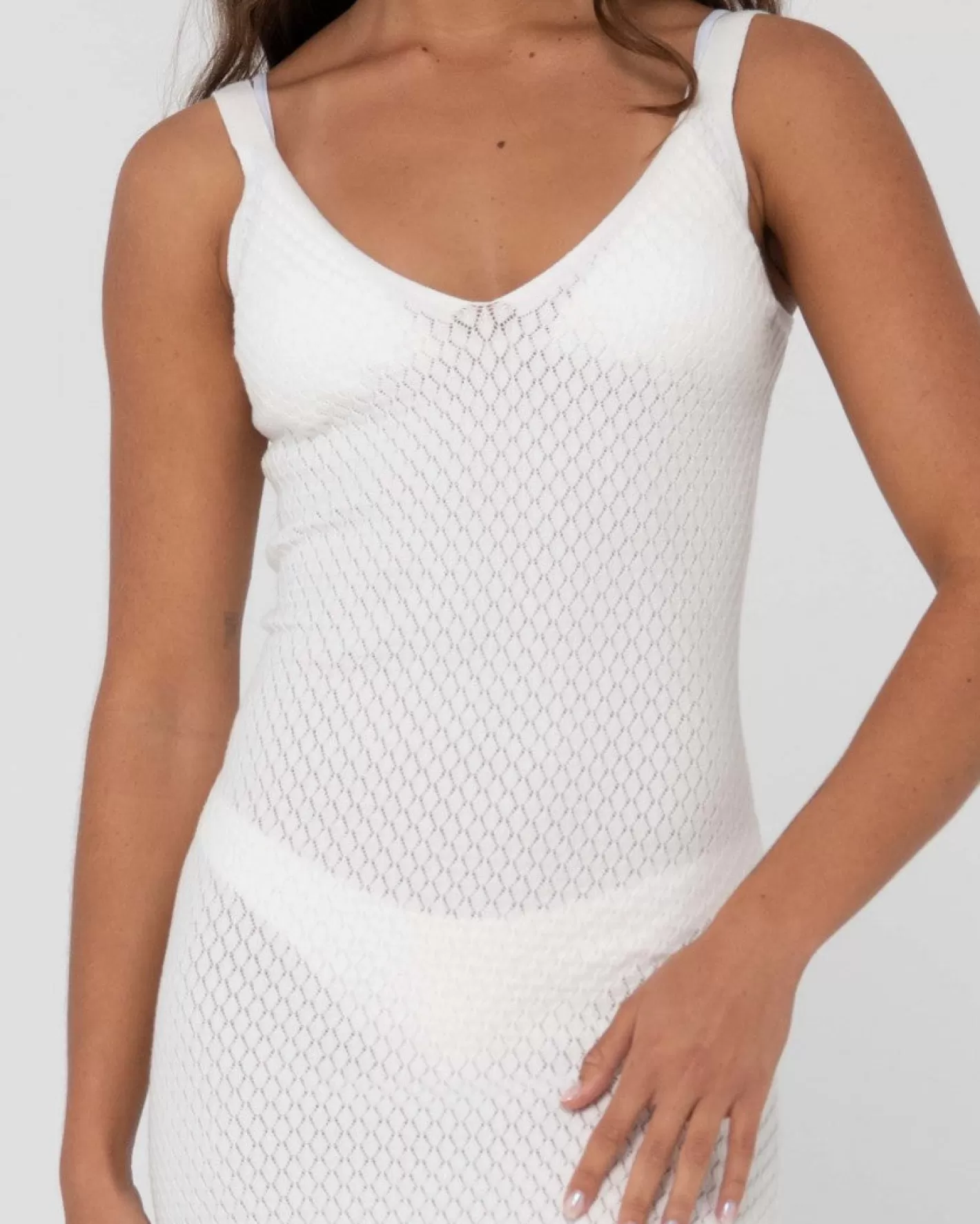 Mujer Rusty Vestido Largo Lencero De Punto Con Cuello En V Florence